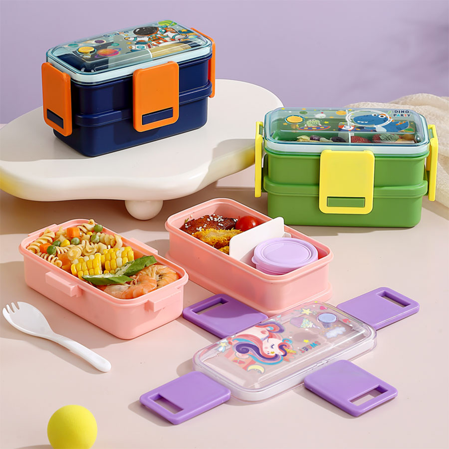 彩光卡通雙層餐盒(500